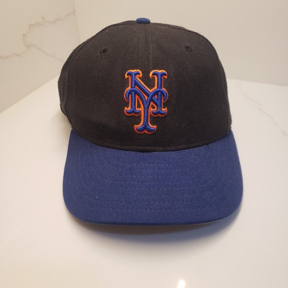 VINTAGE New York Mets Hat Cap Fitted Mens 7 1/4 Black Dome Baseball Wool Adult *